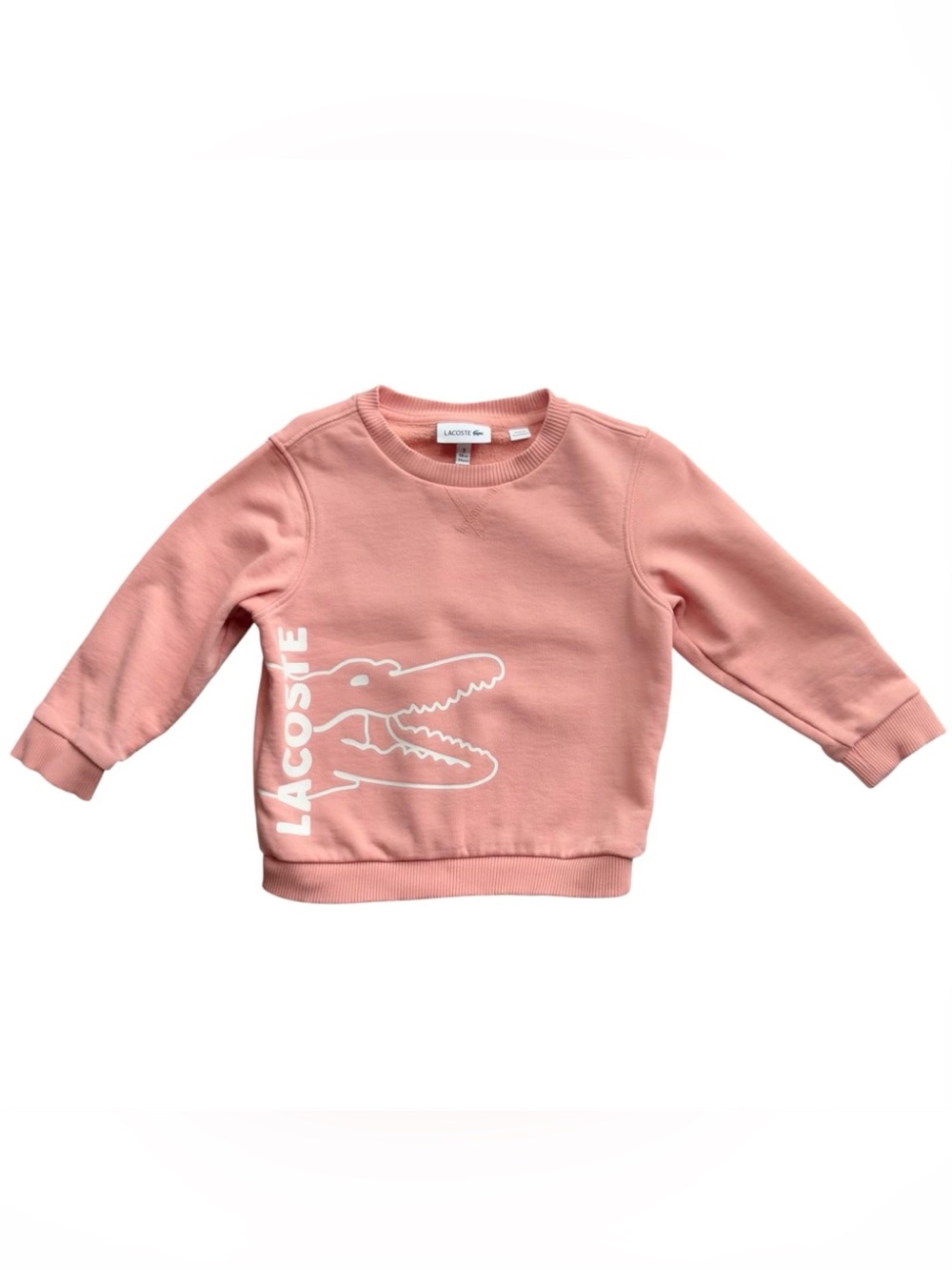 Lacoste Crew Neck Pink Printed Pullover Alligator Long Sleeve 3T Toddler